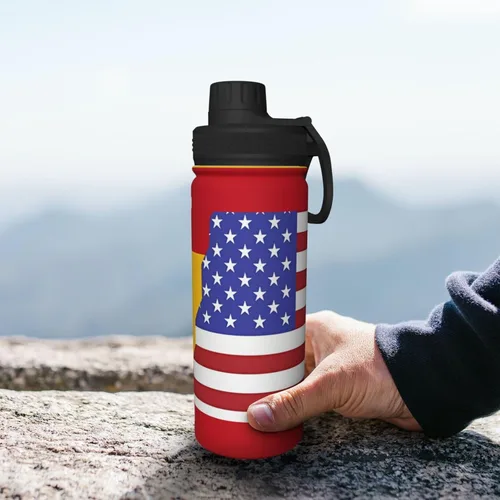 Vista 8 de American Spain Flag Insulated Stainless Steel Kettle Print Funny Water Bottle Insulated Ideal for Sports and Travel
