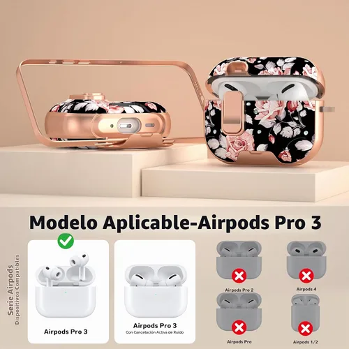 Vista 2 de Funda para Apple AirPods Pro 3 2025 con bloqueo de seguridad y soporte para negro - p