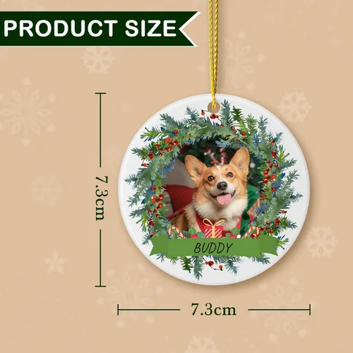 Vista 5 de Adornos de Navidad personalizados para perros 2025 – Adornos de foto de mascota personalizados para decoraciones de árboles de Navidad, adorno