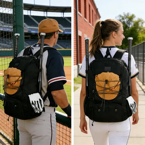 Vista 2 de MATEIN Mochila de Béisbol, Bolsa de Bate de Sóftbol con Compartimento para Zapatos para Jóvenes, Niños y Adultos, Bolsa de Béisbol Ligera con Gancho