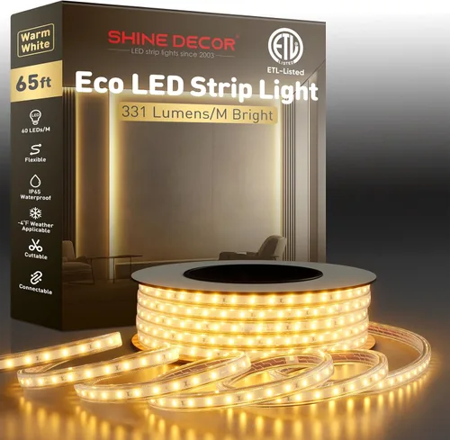Vista 12 de Shine Decor Tira de luz LED fácil de conectar, 2800 K blanco cálido, resistente al frío, resistente a la intemperie para interiores y exteriores