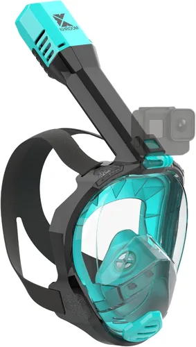 Vista 8 de Khroom Full Face Snorkel Mask for Adults, CO2 Safe, Anti-Fog, 180° View Blanco Meshbag