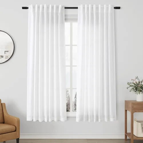 Vista 83 de Aersas Aqua Green Linen Curtains 84 Inches Long 2 Panels Set Back Tab Rod Pocket Living Room Curtain Farmhouse Rustic Light Filtering Hook Drapes