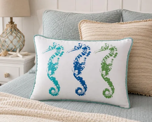 Vista 3 de C&F Home Three Seahorses Trio - Almohada lumbar de mezcla de algodón, 12 x