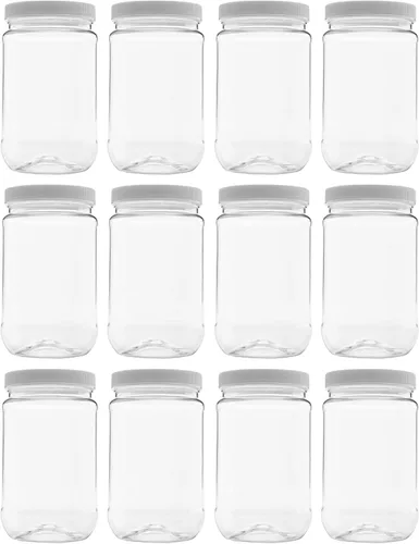 Vista 13 de Tarro de plástico de 64 oz (1/2 galón), tapa blanca, paquete de 1