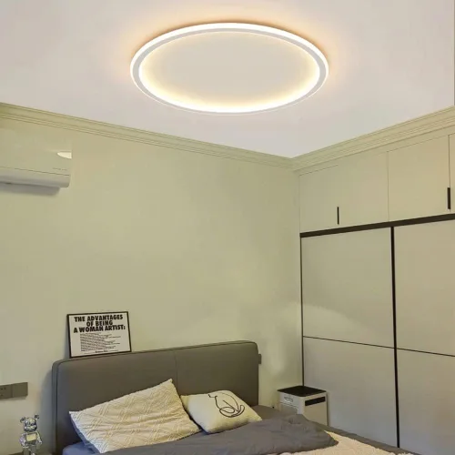 Vista 2 de Lámpara de techo LED regulable de montaje empotrado, lámpara de techo empotrada redonda moderna de 12 pulgadas con ajuste de aplicación, lámpara