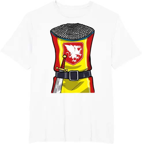 Vista 13 de Disfraz medieval de caballero de Halloween, camiseta para niños con espada de armadura, Negro, S