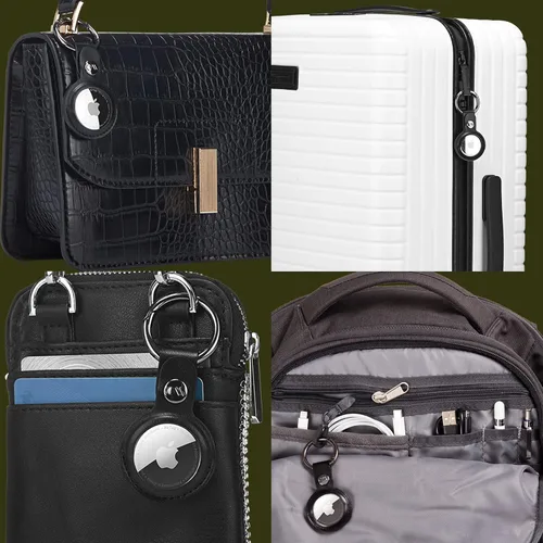 Vista 8 de Case-Mate Llavero AirTag – Llavero de cuero vegano duradero con clip de anillo resistente – Funda protectora para AirTag para collar de perro Negro