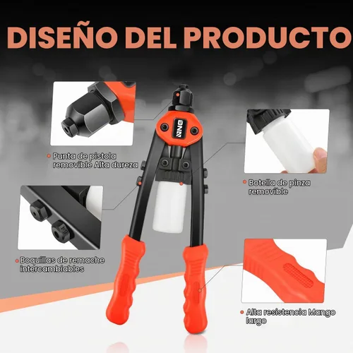 Vista 4 de DNA MOTORING TOOLS-00091 Remachadora manual con juego de herramientas de botella de colección, 1 x 12-1/2", resistente, extra larga