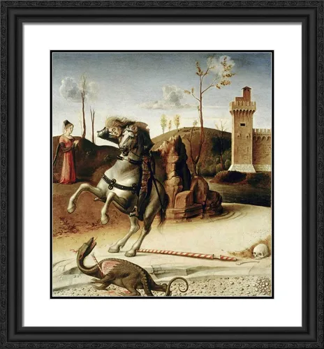 Vista 4 de ArtDirect Bellini, Giovanni 20x21 Black Modern Framed Art Print Titled: Saint George From the Pala Pesaro