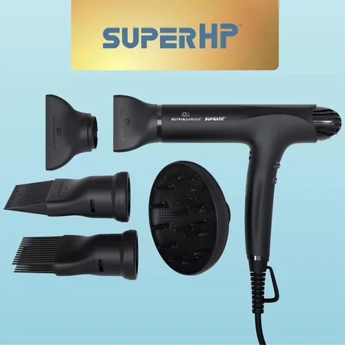 Vista 5 de Olivia Garden Secador de pelo profesional SuperHP de 1875 W para todo tipo de cabello, secador de pelo silencioso y de secado rápido, potente