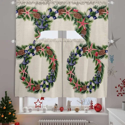 Vista 10 de Cortinas de cocina con cenefa de estilo rústico con bolsillo para barra, paneles de cortina para dormitorio, sala de estar, baño, cafetería