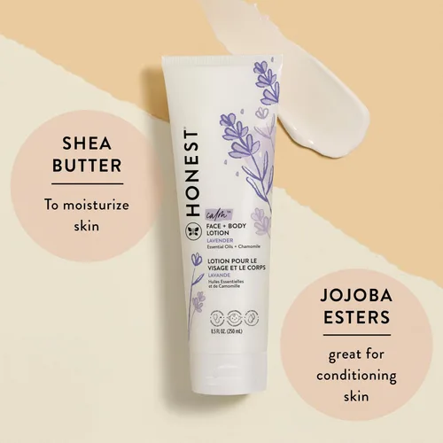 Vista 3 de The Honest Company Paquete de champú limpiador 2 en 1 y loción facial de gel corporal, suave para bebé, derivado naturalmente, Lavender Calm, 18.5