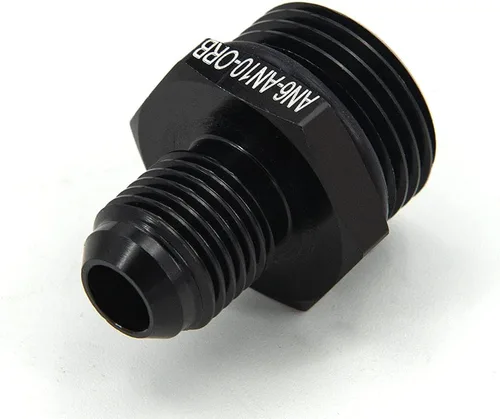 Vista 5 de 10AN Flare to 6AN ORB Macho O-ring Boss Bomba de combustible Rail Adaptador de riel de aluminio negro 2 unids
