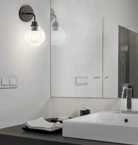 Vista 5 de JONATHAN Y Lámpara de pared LED de bronce aceitado de 6.5 pulgadas para baño, pantalla de vidrio sembrado transparente, accesorio industrial
