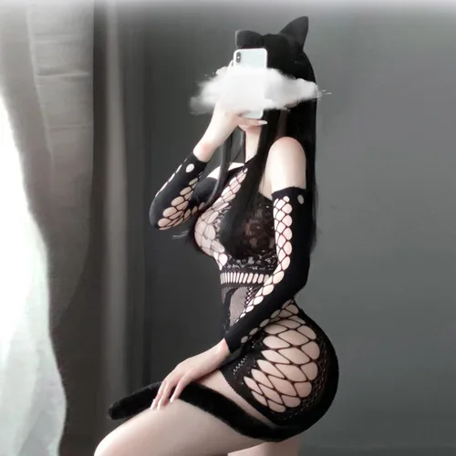 Vista 5 de Disfraz exótico de cosplay para mujer, sexo travieso, lencería sexy para la escuela, juego de roles, conejito, gato, oso, criada, anime, cos