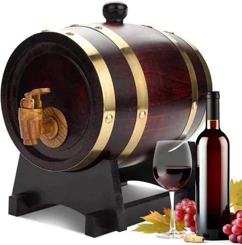 Vista 2 de Dispensador de whisky Barril de envejecimiento de roble 1.5L Barril de madera rojo vino