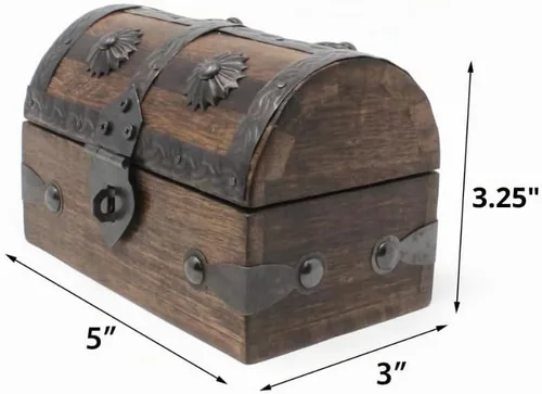 Vista 4 de Nautical Cove Cofre del tesoro de recuerdo y caja de madera decorativa (pequeña de 5 x 3 x 3.25 pulgadas), caja de almacenamiento, caja de madera