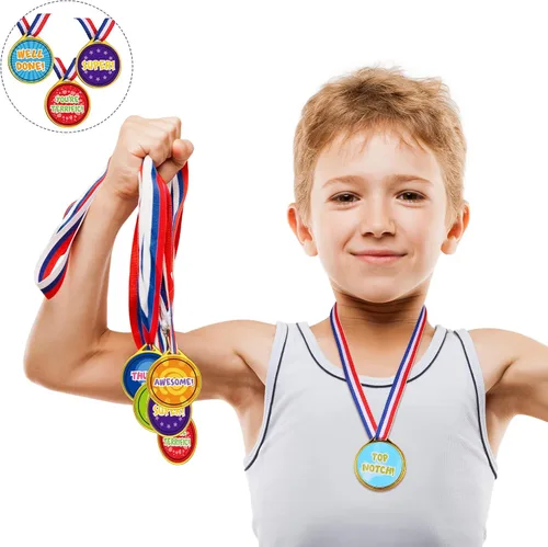 Vista 5 de Gejoy Medallas de premio, medallas surtidas para premios para niños, medallas de premio de plástico estilo surtido, medallas de premio para niños