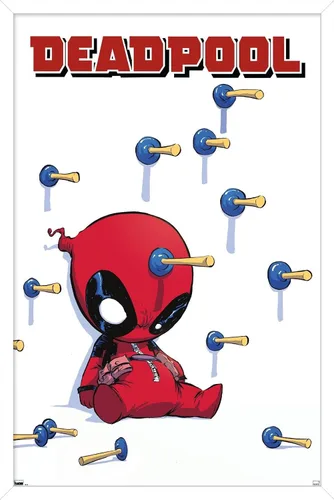 Vista 12 de Trends International Marvel Comics Deadpool - Póster de pared de dardos, 22.4 pulgadas de largo x 14.7 W, versión enmarcada de madera de granero
