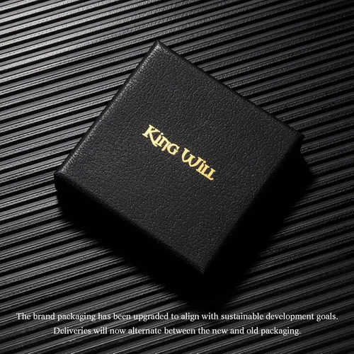 Vista 6 de King Will BASIC - Anillo de titanio negro para hombre, 0.315in, borde biselado pulido, acabado cepillado mate, juego de 2 piezas, Titanio, Sin