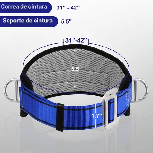 Vista 5 de Trsmima - Cinturón de seguridad para escalar, cinturón de escalada con almohadilla para la cintura y 2 anillos D, kit de cinturón de seguridad