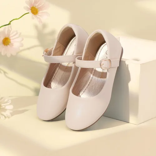 Vista 3 de PANDANINJIA Zapatos de vestir para niñas con diseño de flores y perlas, zapatos planos Adela para boda, fiesta, escuela, para niños pequeños