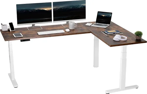 Vista 43 de VIVO DESK-KIT-3E8BO - Escritorio eléctrico de altura ajustable de 83 x 60 pulgadas para trabajar de pie, con 2 cubiertas sólidas de bambú, marco