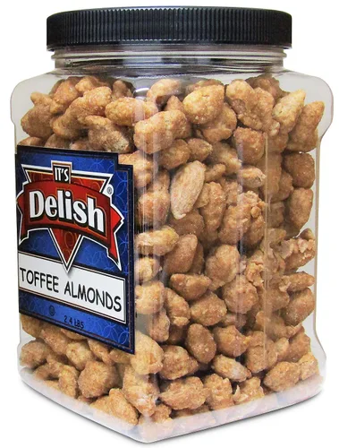 Vista 3 de Its Delish - Almendras recubiertas de caramelo gourmet – Tarro reutilizable jumbo de 2.4 libras – Aperitivo dulce crujiente de nueces caramelizadas