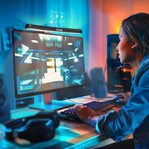 Vista 7 de Barra de luz para monitor curvada, retroiluminación RGB, lámpara