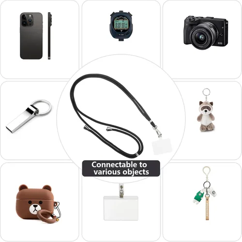 Vista 2 de Cordón para teléfono celular con 3 almohadillas, correa cruzada para el hombro, correa de hombro para teléfono móvil, cadena universal ajustable