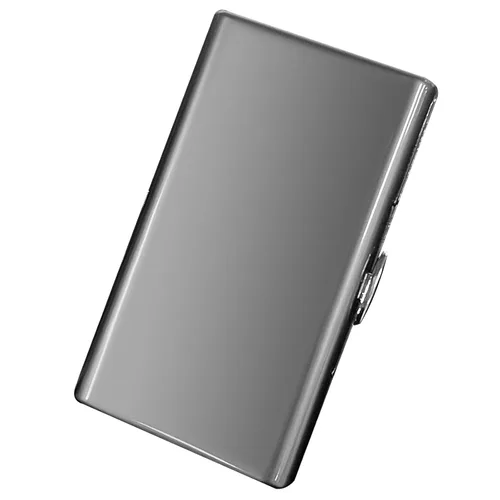 Vista 9 de Elegante, moderna y minimalista pitillera de metal - Capacidad para 10 cigarrillos de 100mm - Perfecta para mujeres - Diseño de metal ligero