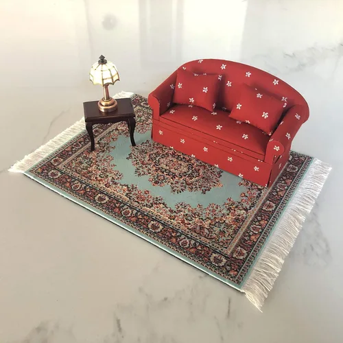 Vista 9 de Juego de 4 alfombras de área para casa de muñecas, accesorios de alfombra en miniatura para casas de muñecas, decoración rectangular de suelo de 10