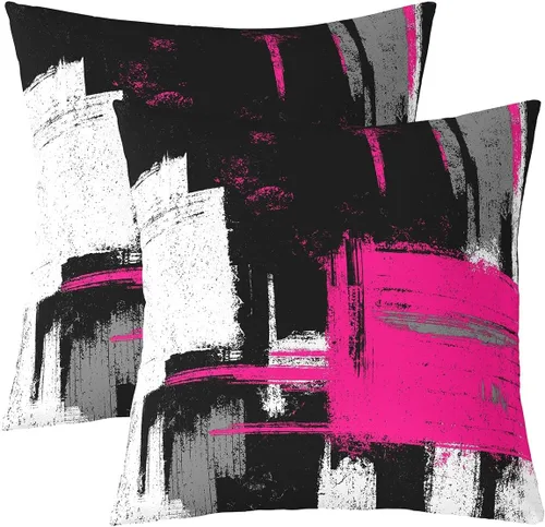 Vista 19 de Juego de 2 fundas de almohada abstractas de 16 x 16 pulgadas para niños, niñas, adolescentes, decoración de dormitorio, moderna a rayas, decoración