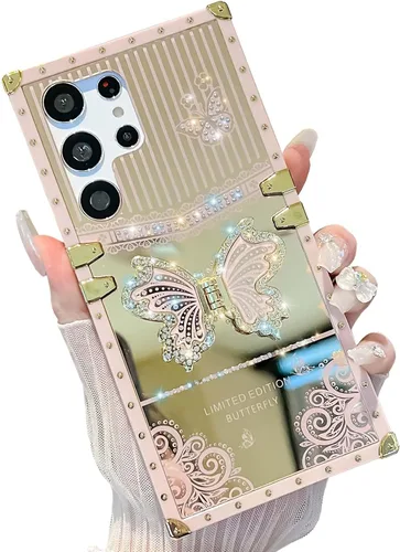 Vista 22 de Funda Rectangular de Lujo Femenina Compatible con iPhone 16 Pro Max Diseñada con Soporte de Anillo de Diamante con Función de Atril