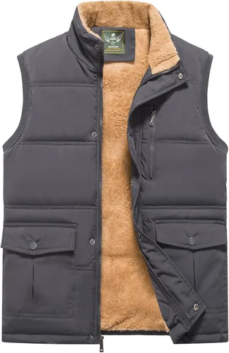 Vista 14 de XinYangNi Chaleco de invierno con forro polar para hombre, chaqueta de burbujas cálida e informal