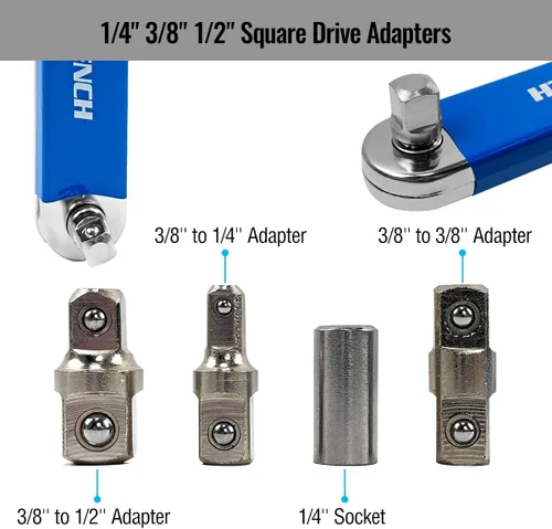 Vista 10 de Llave de extensión compensada de impacto lista de Bqweun, juego de llave de extensión de alcance estrecho, con adaptadores de accionamiento cuadrado