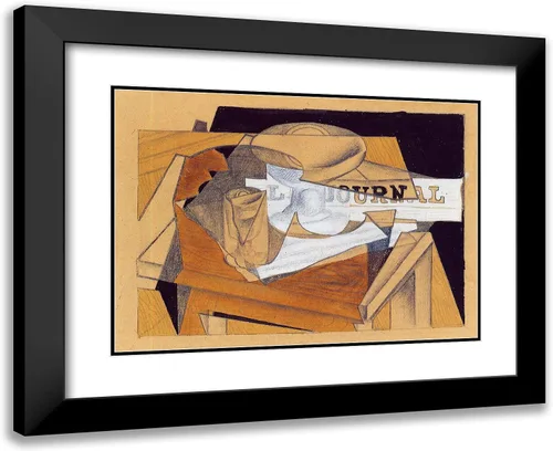 Vista 4 de ArtDirect Gris, Juan 24x20 Black Modern Framed Art Print Titled: Bowl Glass and Newspaper Black Modern Wood Frame