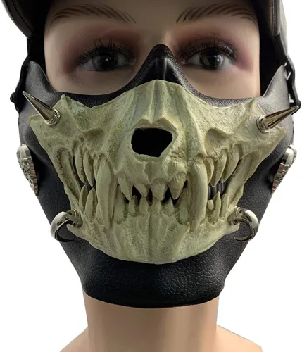Vista 5 de Genial Máscara de media cara de esqueleto de calavera para disfraces fiestas Halloween