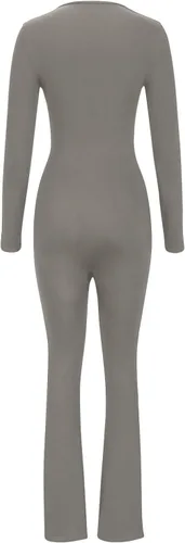 Vista 7 de Monos lisos para mujer, monos largos con cintura ajustada, mallas básicas para vacaciones, mameluco elástico