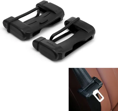 Vista 7 de Fundas de hebilla para cinturón de seguridad para automóvil, 2 fundas universales para clips para cinturón de seguridad, protector de hebilla
