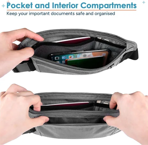 Vista 8 de travel inspira Cinturón de dinero de viaje, soporte delgado para pasaporte, bolsa de viaje con bloqueo RFID para proteger efectivo, tarjetas