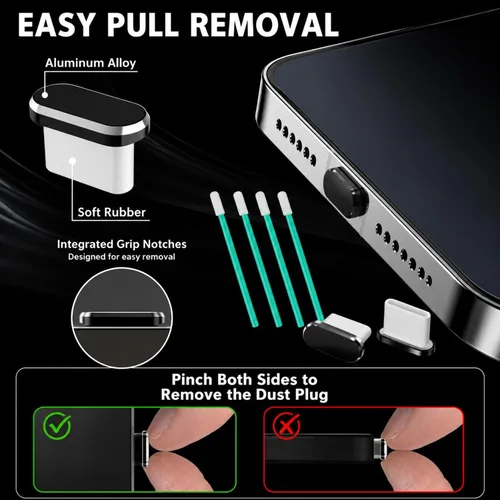 Vista 2 de Paquete de 4 tapas USB C para puerto USB C, cubierta de puerto de carga tipo C con cubierta antipolvo para altavoz, accesorios de teléfono