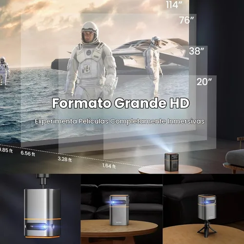 Vista 3 de Mini Proyector con WiFi 5G, Proyector Pequeño HD de 1080P de Corta Distancia con Trípode, Proyector Exterior para Teléfono, Proyector Portátil