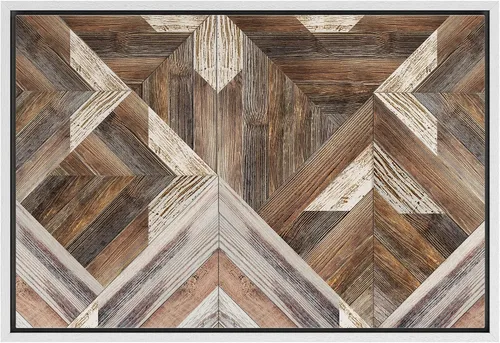 Vista 26 de IDEA4WALL Lienzo enmarcado para pared, decoración occidental, collage de polígonos de diamantes, paneles geométricos abstractos de madera, arte