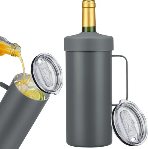 Vista 11 de MAXSO Vaso enfriador de vino de 42 onzas, regalo para los amantes del vino, cubo aislado al vacío de acero inoxidable 2 en 1, taza portátil
