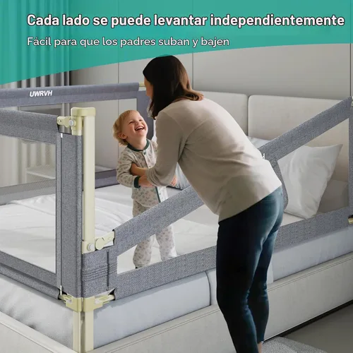 Vista 5 de Barandilla de cama para niños pequeños, protector de cama de 59