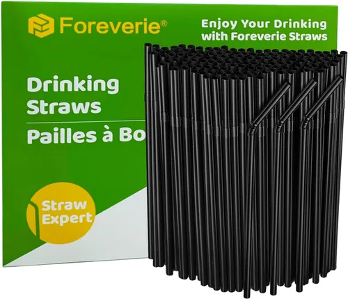 Vista 8 de Pajitas flexibles de plástico flexibles para beber, diámetro 0.197 in, longitud 8.3 in, 100 unidades, negro, estándar largo