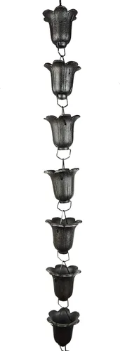 Vista 9 de Cadena de Lluvia Decorativa de Peces NACH, Cadenas de Lluvia de Hierro Fundido de Alta Resistencia para Canalón, Bajante, Drenaje, 183 cm (6 pies)