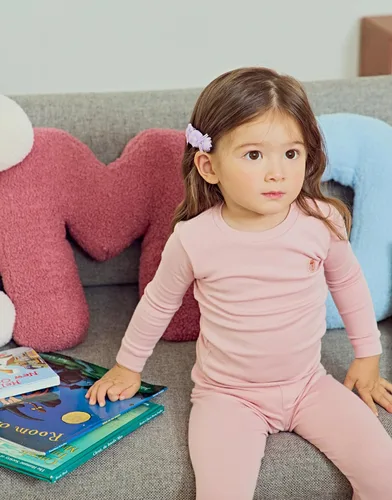Vista 4 de moimoln Pijama de algodón suave y liso de manga larga para bebés y niños, 6 meses a 5 años